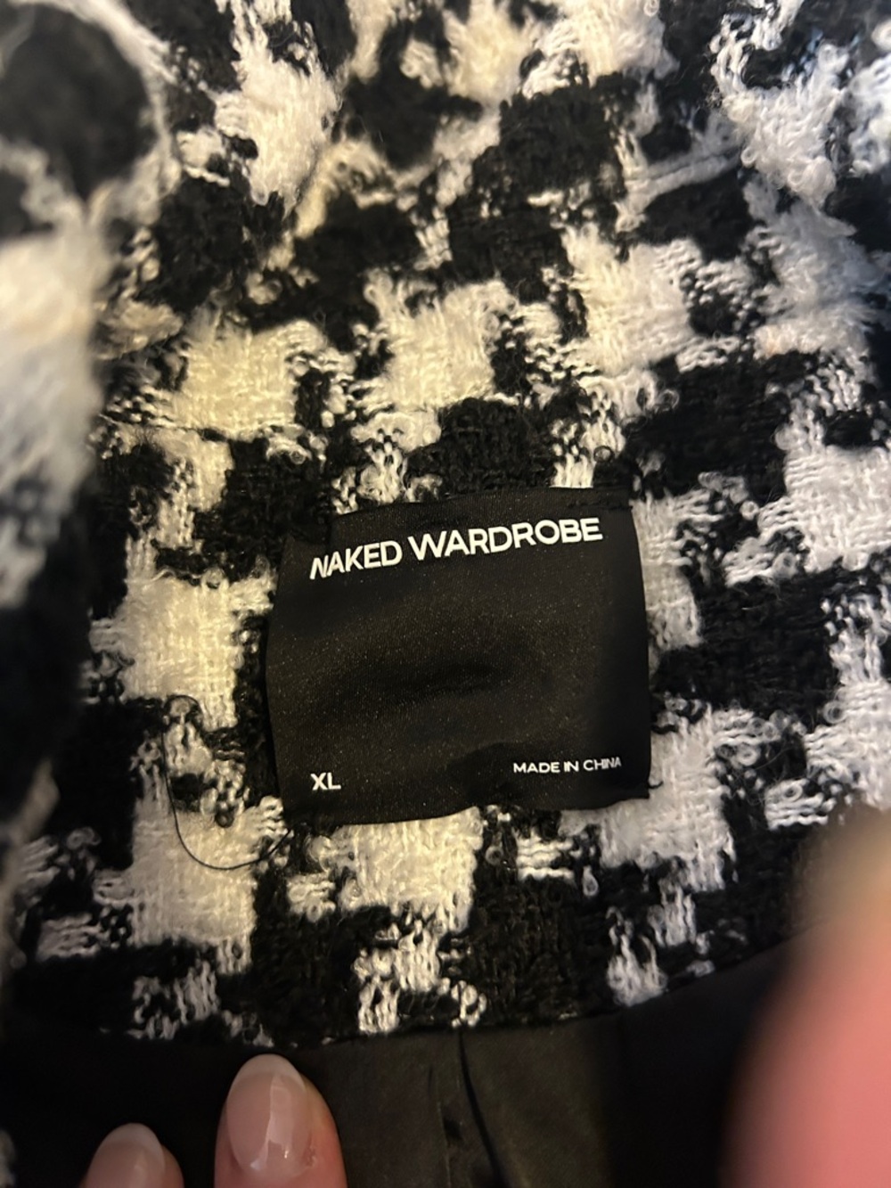 NWOT naked wardrobe Black & White Houndstooth Blazer - Picture 2 of 6
